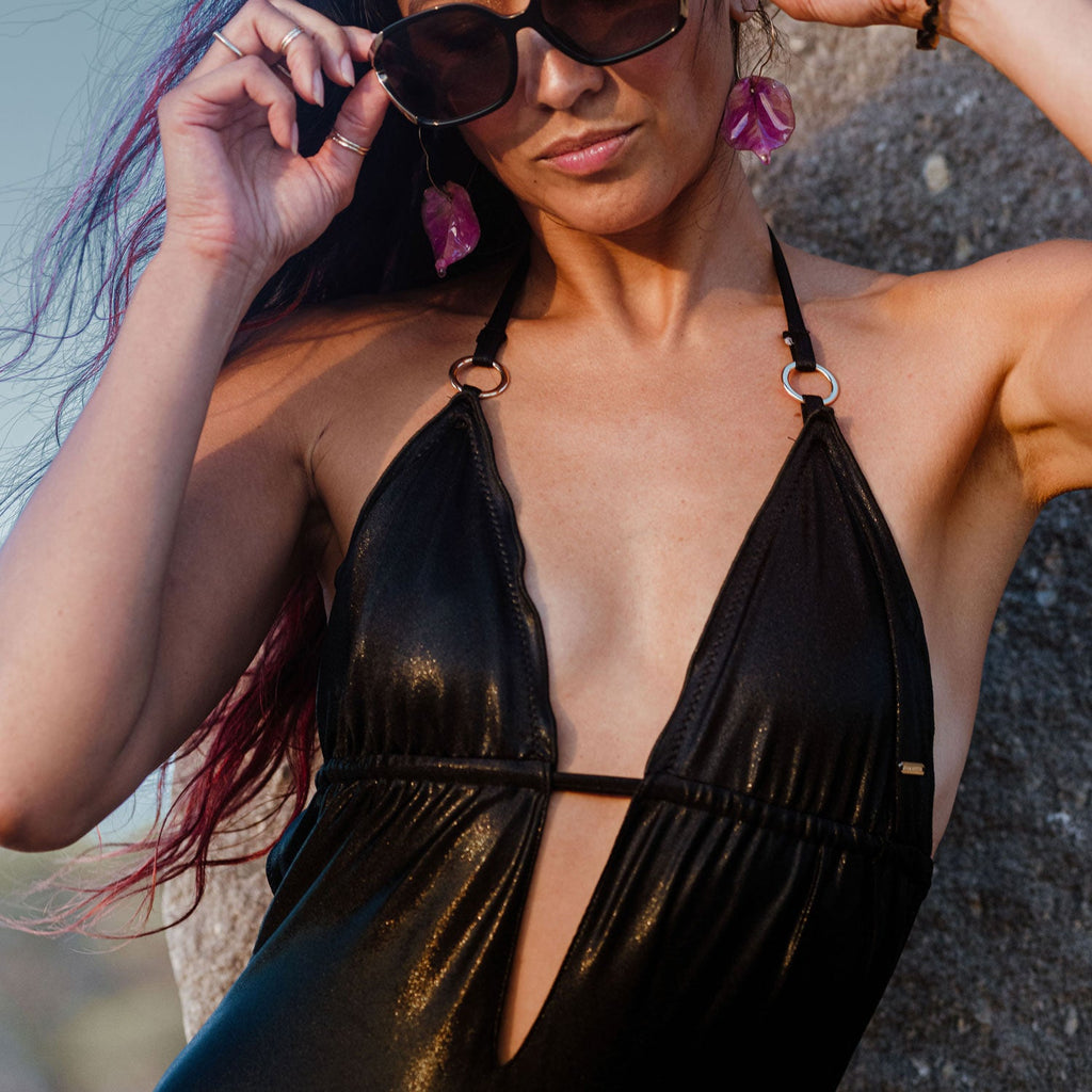Black Metallic Swimsuit Anita