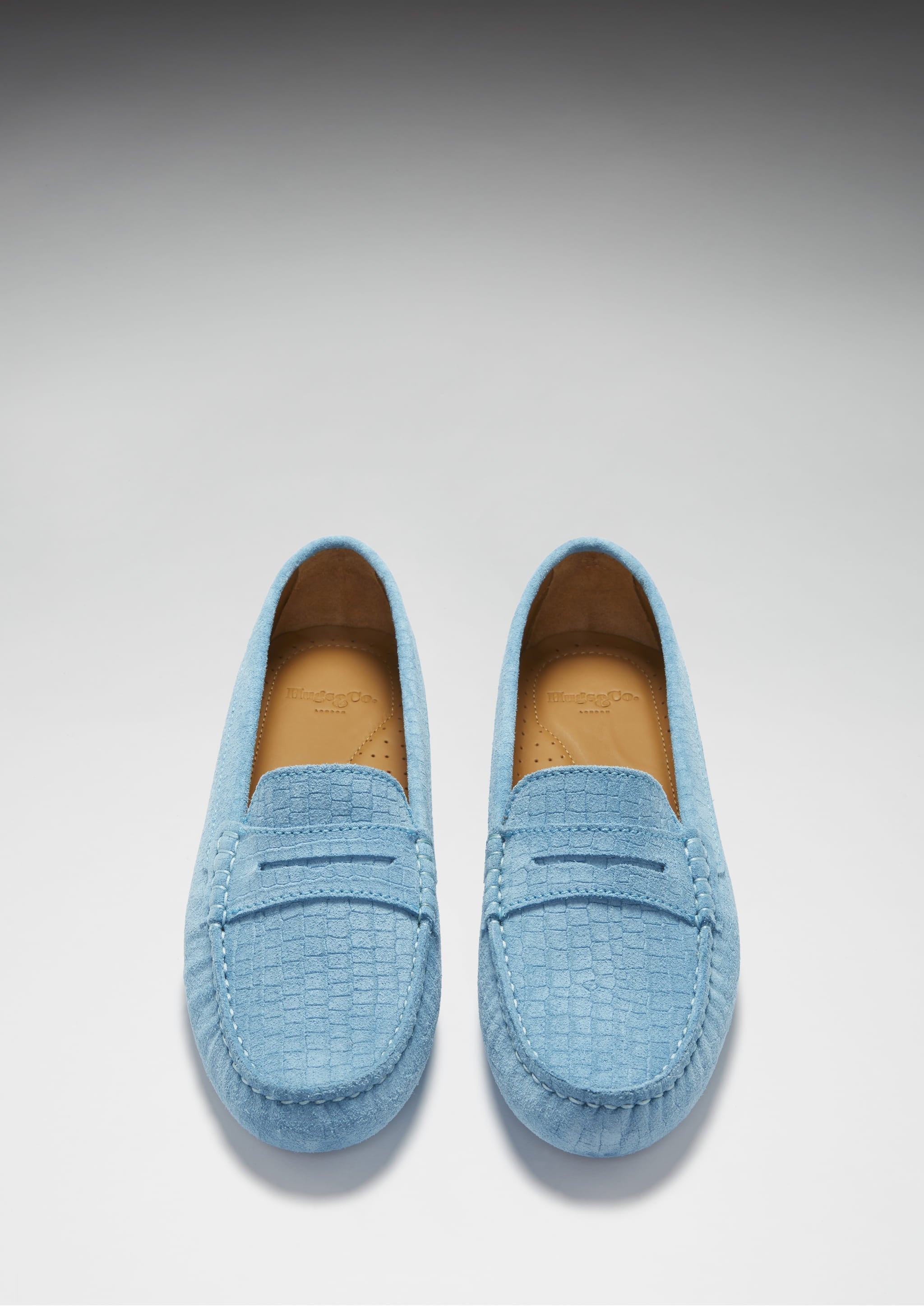 Women's Penny Driving Loafers, blue embossed suede