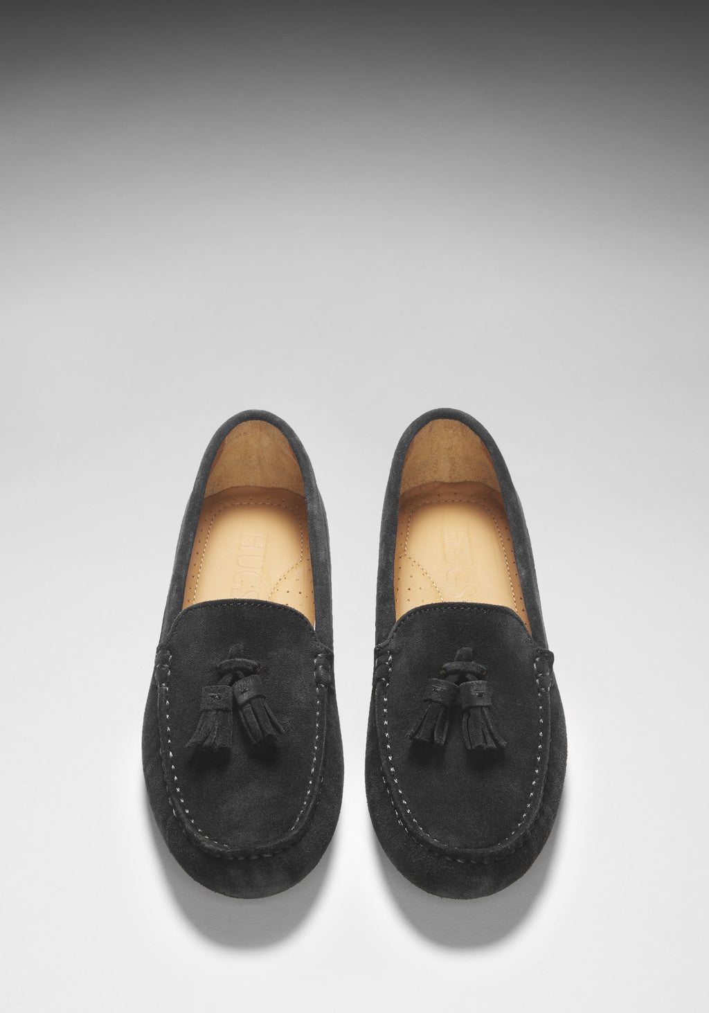 Women's Tasselled Driving Loafers, black suede