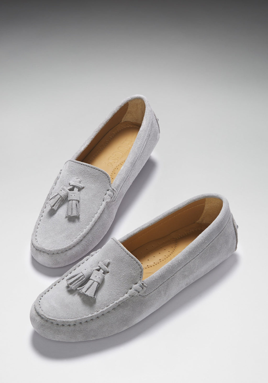 Women's Tasselled Driving Loafers, dove grey suede