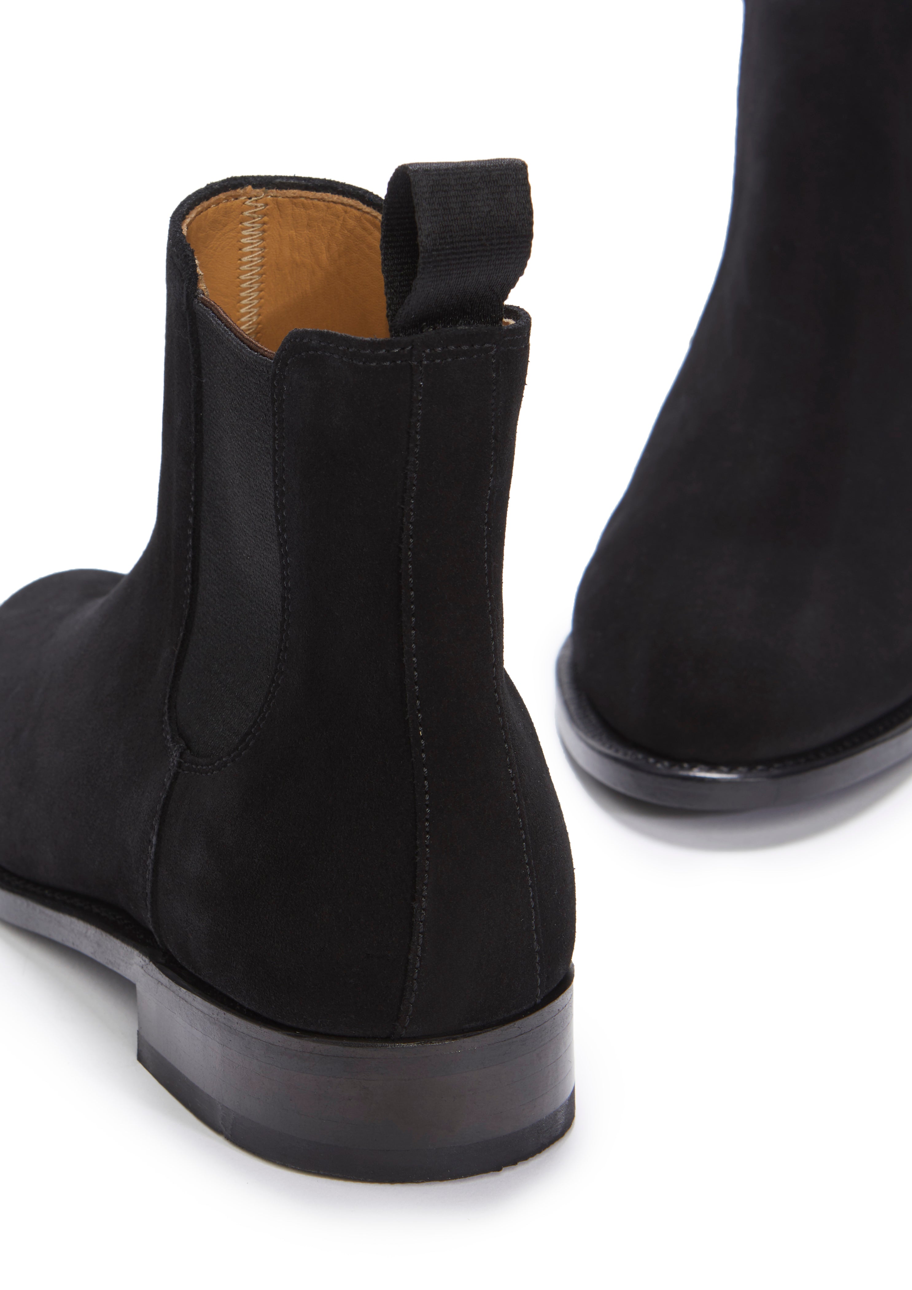 Women's Black Suede Chelsea Boots, Welted Leather Sole