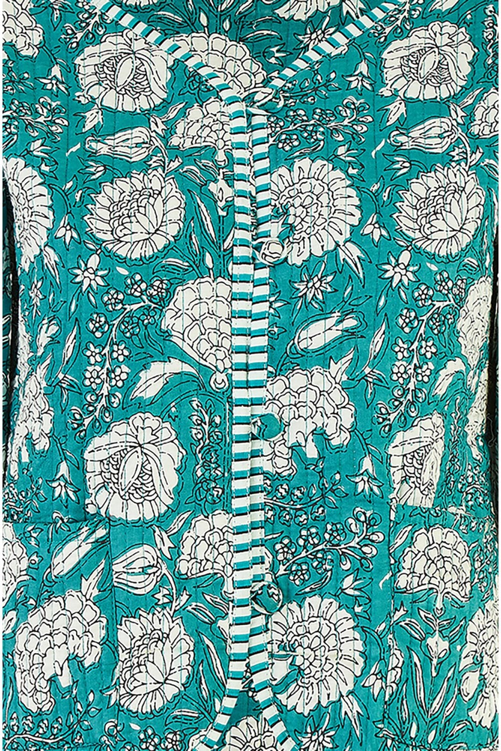 Yumi Green Patchwork Print Reversible Cotton Quilted Jacket