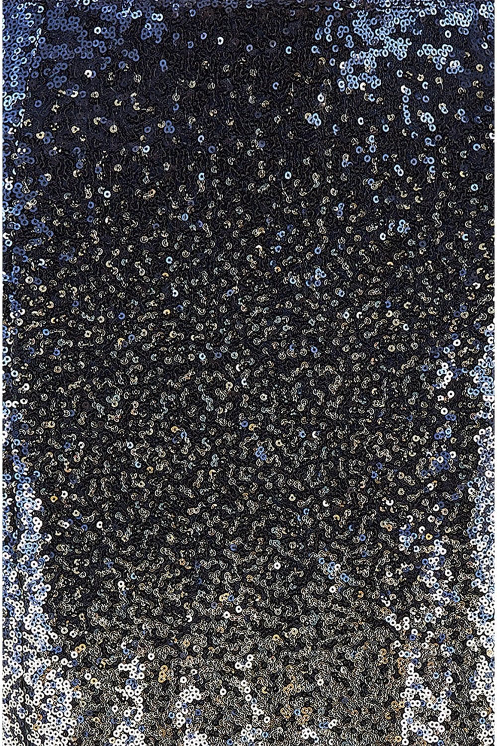 Yumi Navy And Silver Sequin Split Fitted Midi Skirt