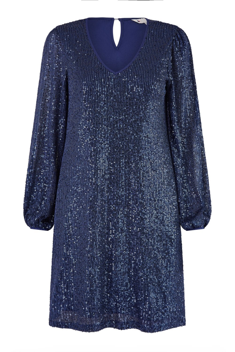Yumi Navy Sequin Tunic With Balloon Sleeves