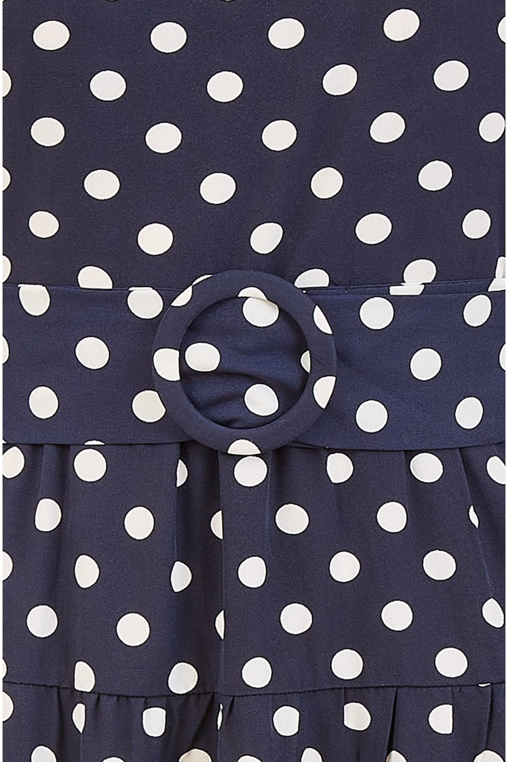 Yumi Navy Spot Print Halter Midi Dress With Matching Belt