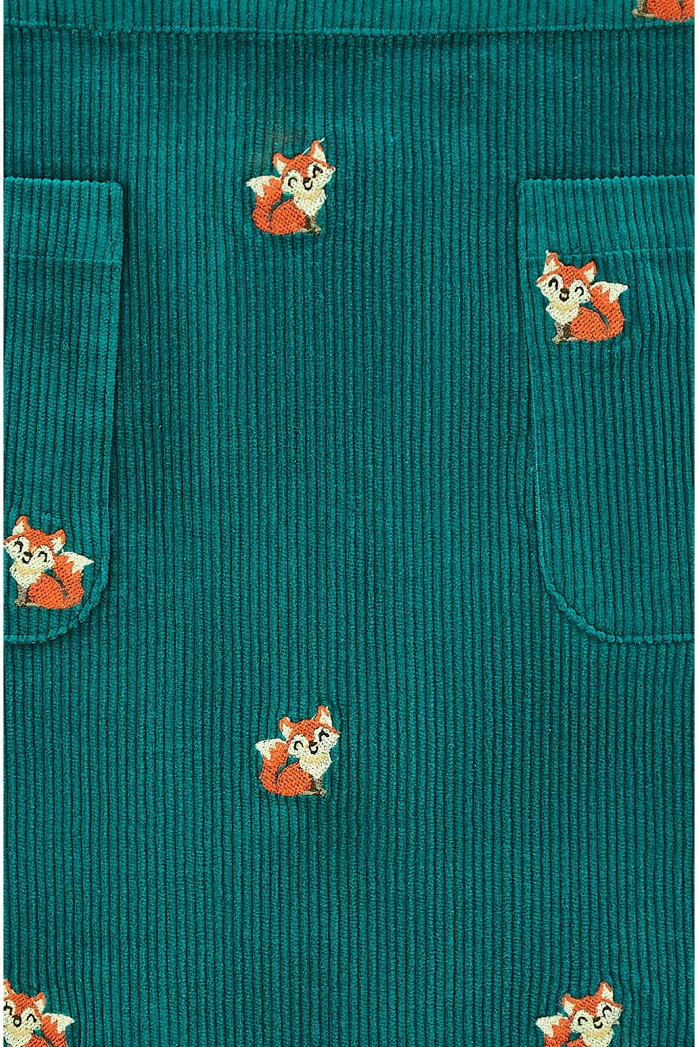 Yumi Teal Fox Embroidered Cord Mini Skirt