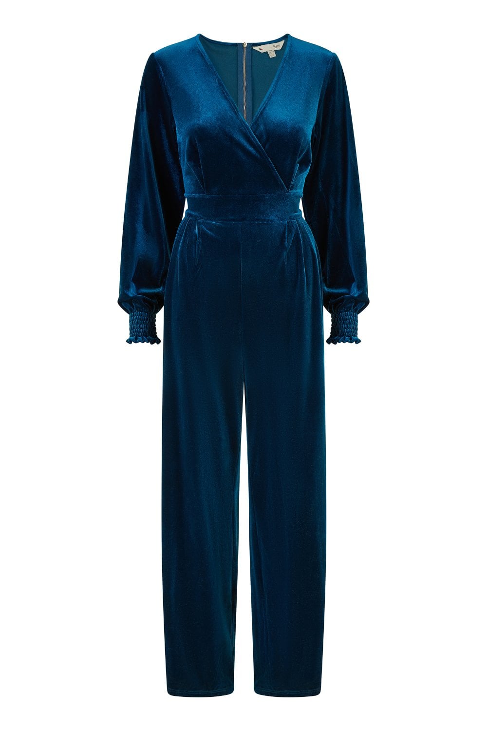 Yumi Teal Velvet Long sleeve Jumpsuit